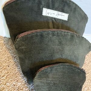 Olive Green Corduroy Pouch Set